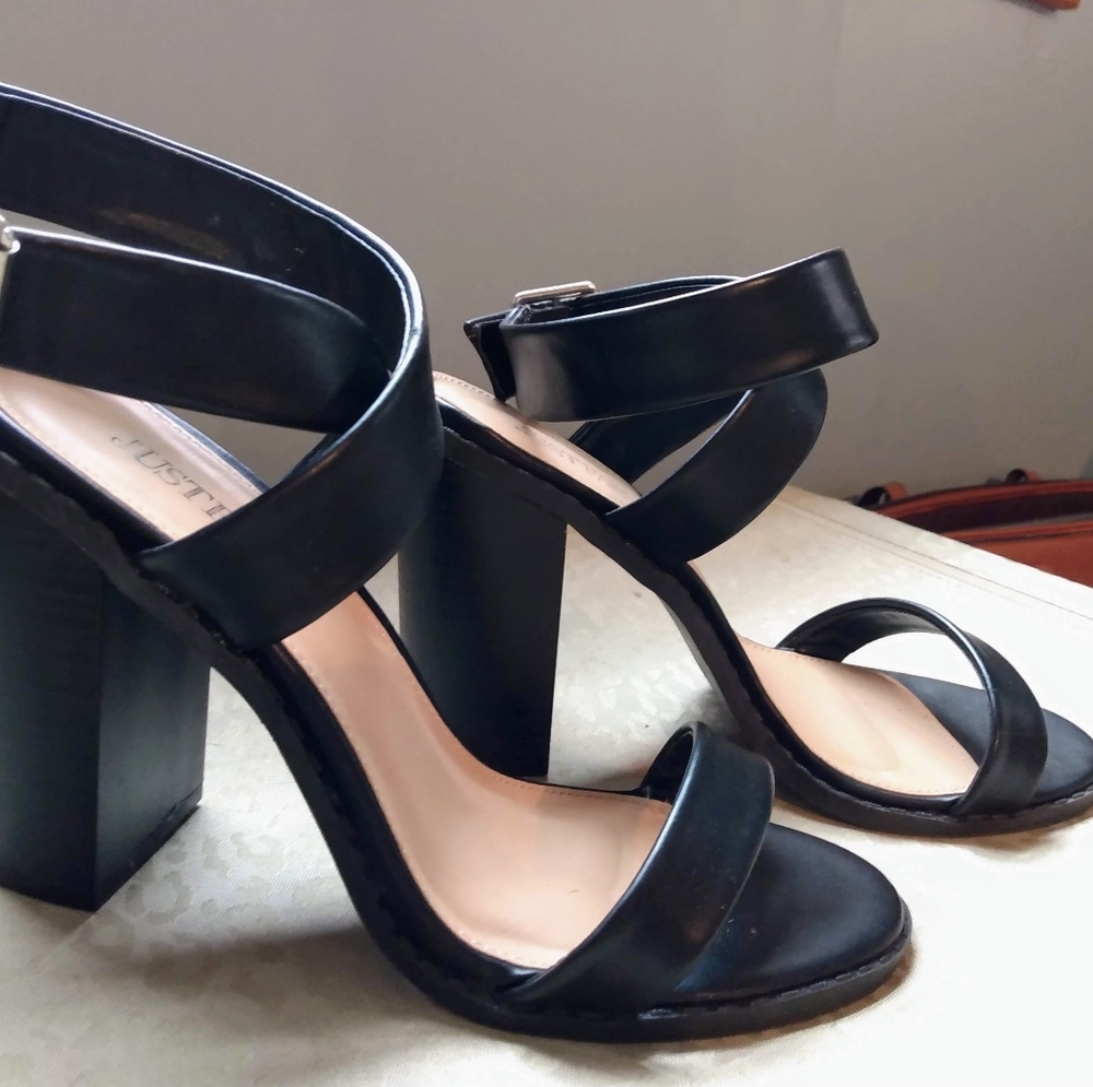 Black strapped heels